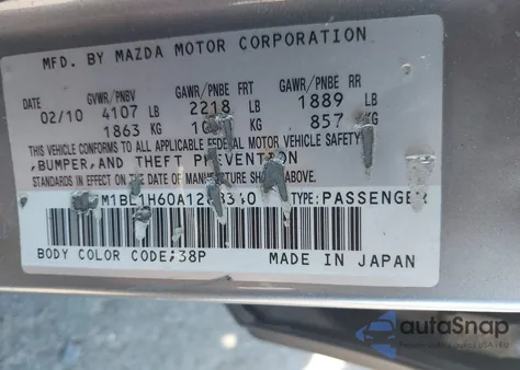 2010 Mazda Mazda3 S Sport from USA, damaged, VIN JM1BL1H60A1288340